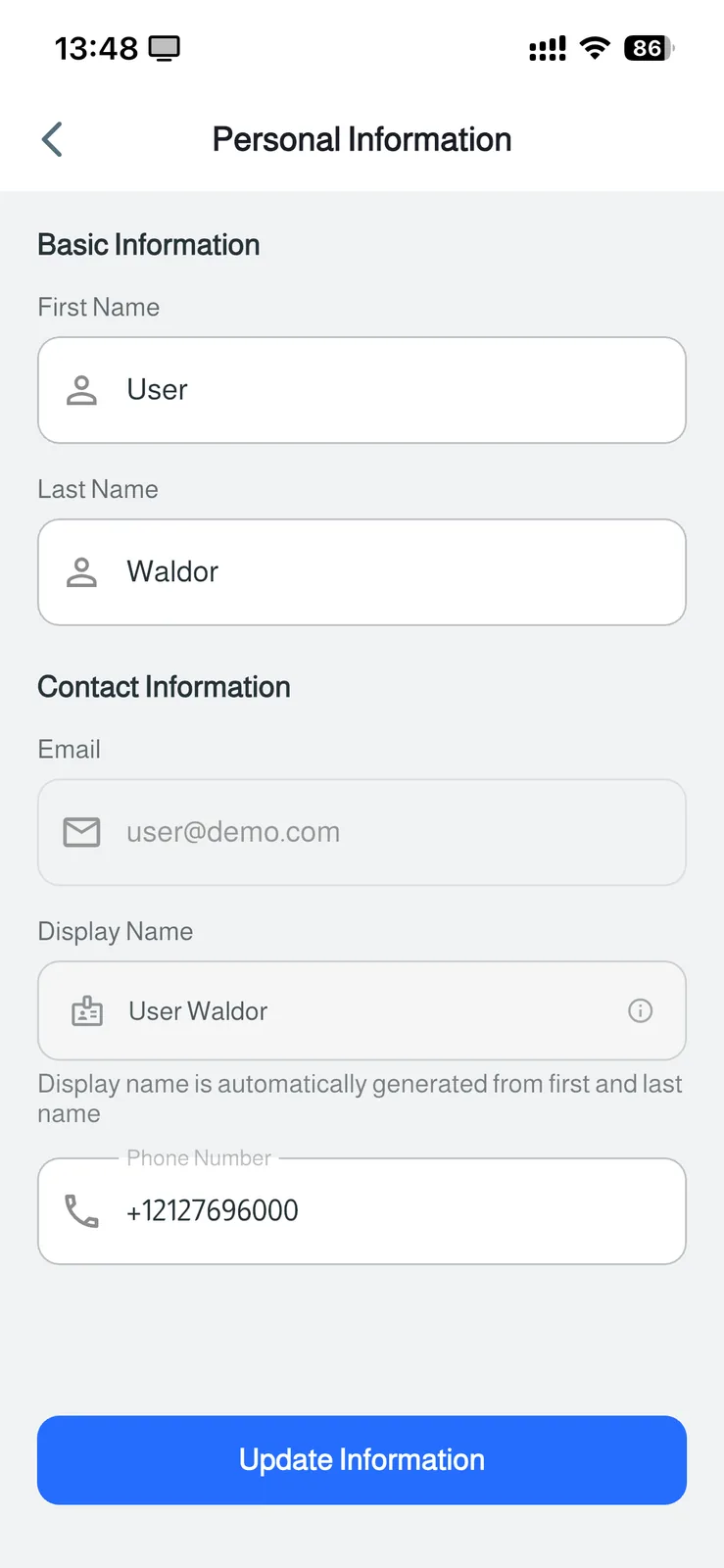 FluxStore Shopify - The Best Flutter E-commerce app - Personal information