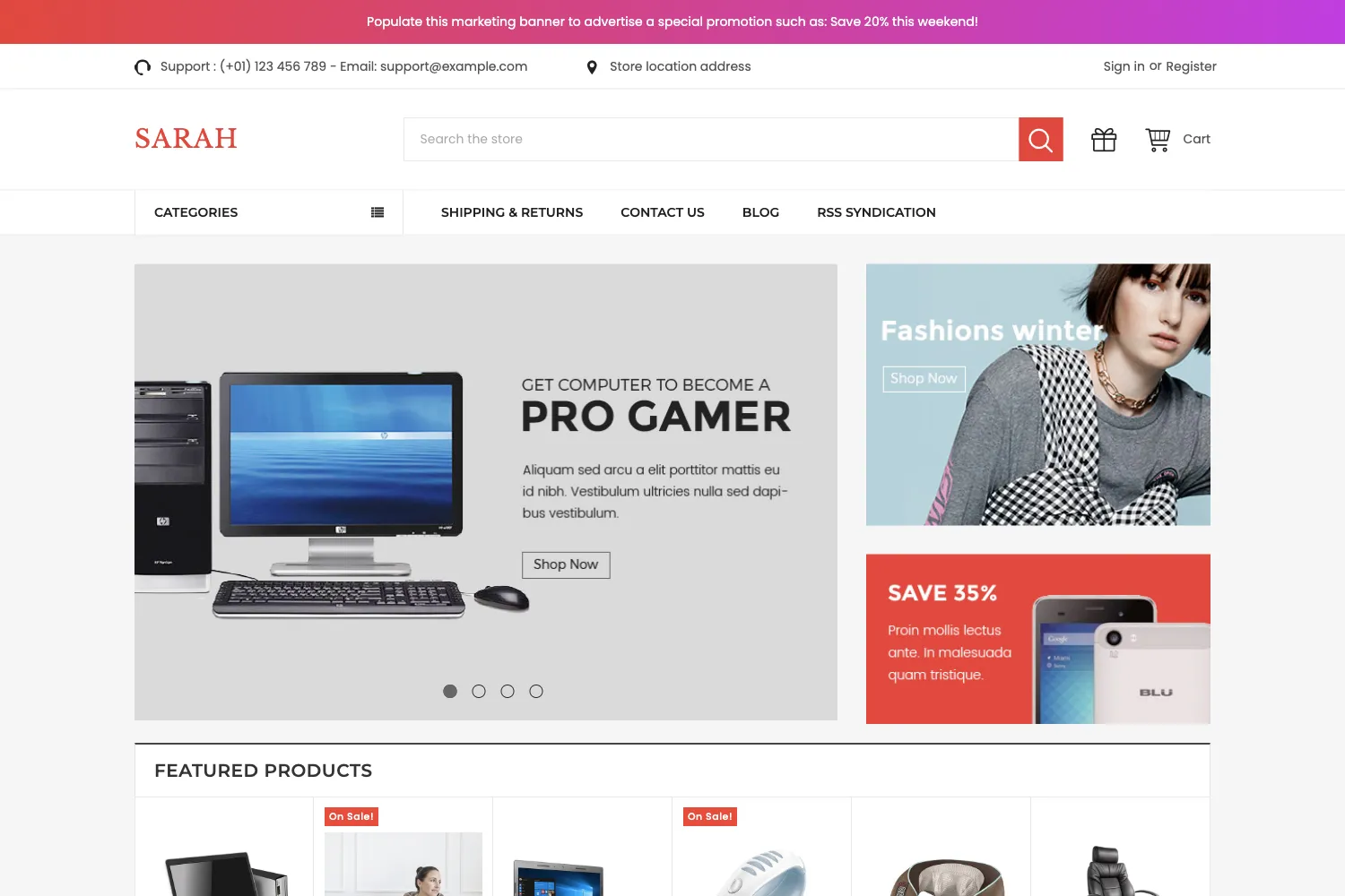 SarahMarket - Large Store Grocery Responsive BigCommerce Theme